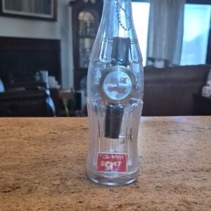 Coca-Cola Clear Bottle Keychain with Red Accents 2002 With Quartz Watch N